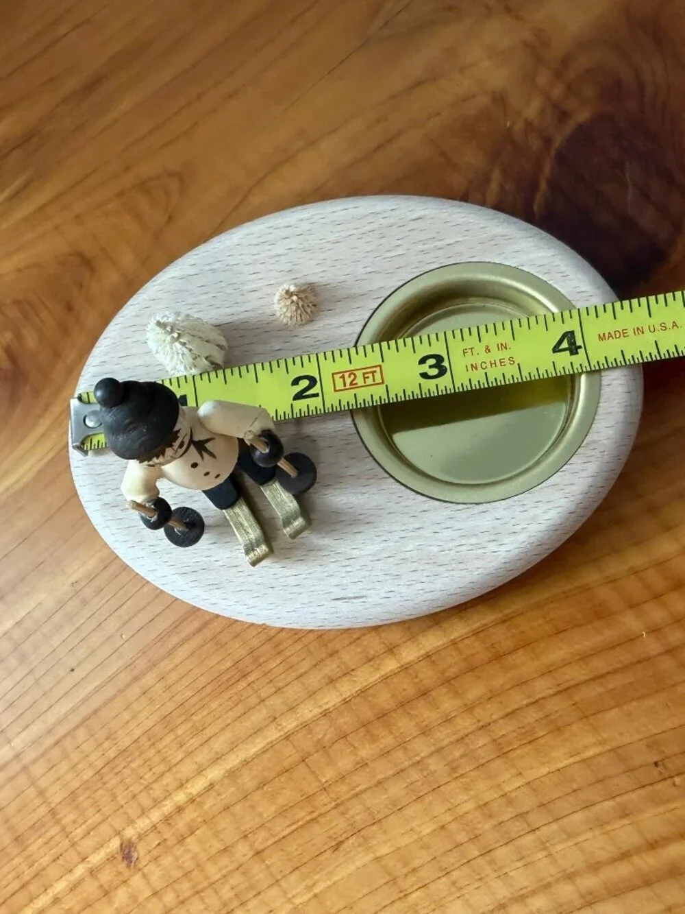Saico Originals Erzgebirge Tealight Holder Wooden Skier Figurine Made in Germany